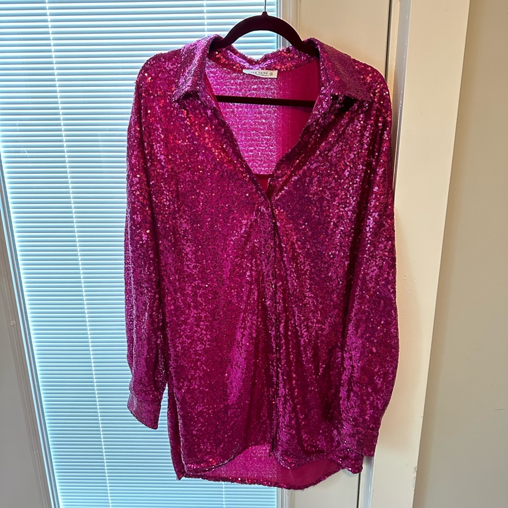 12th Tribe Pink Sparkly Dress